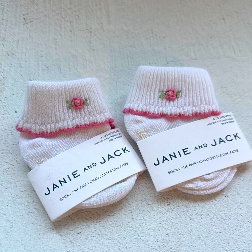 Janie and Jack Pink Rosebud Socks-Bundle of 2
